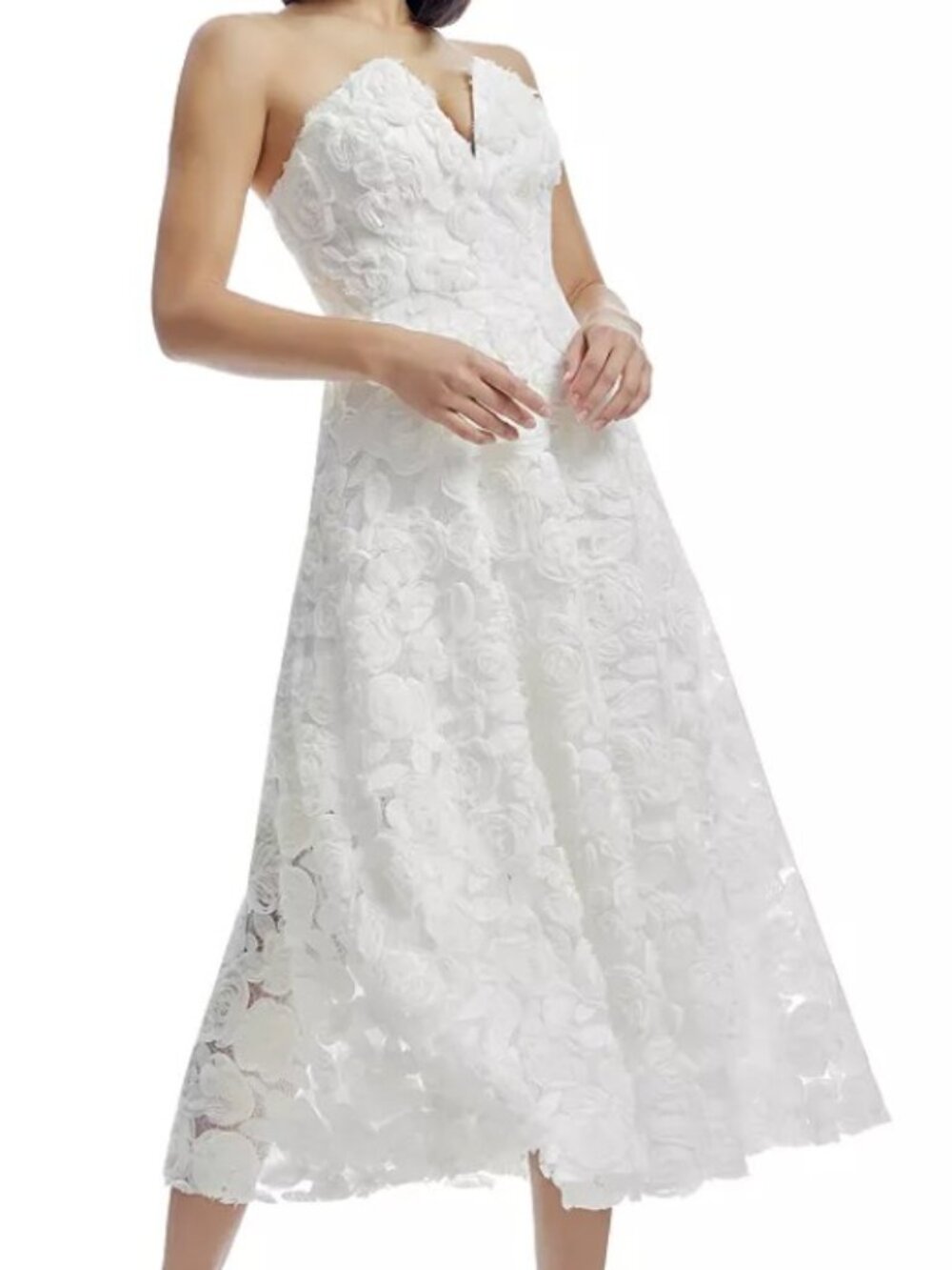 Dress the Population Briella Strapless Floral Midi White S
